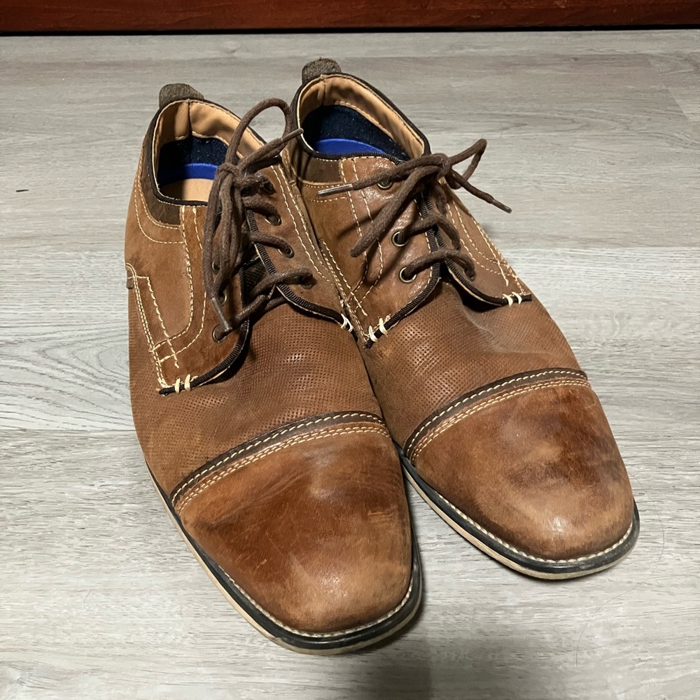 Steve Madden Brown Leather Oxford Shoes “P-Kearney” Style Size 10.5 Mens
